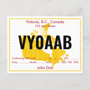QSL-kort Retro Kanada-karta Vykort