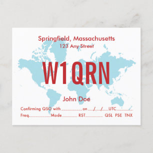 QSL-kort Retro World Blue Karta Vykort