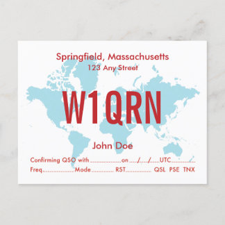 QSL-kort Retro World Blue Karta Vykort