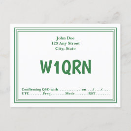 QSL-kortets Retro-Grönt Gräns Vykort