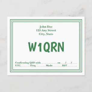 QSL-kortets Retro-Grönt Gräns Vykort