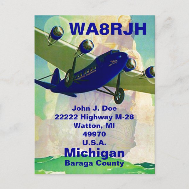 QSL Postcards HAM Radio Op Bermuda Triangle Spöken Vykort (Framsida)