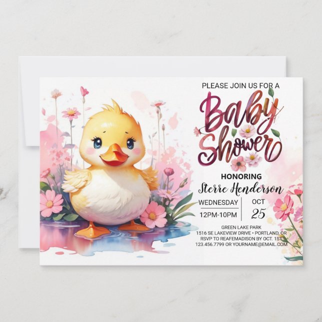 Quack and Quirk Baby Shower Inbjudningar (Framsida)