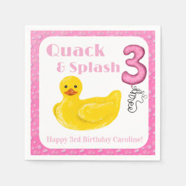 Quack and Splash Anka 3-års inbjudan Pappersservett