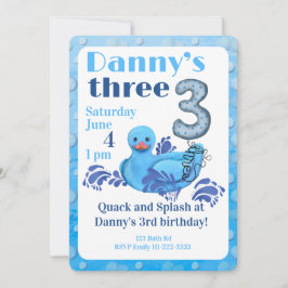 Quack and Splash Duck 3rd Birthday Invitation Inbjudningar