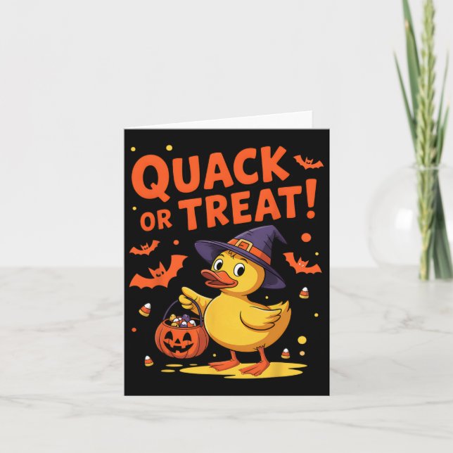 Quack eller Treat Rollig Gummi Anka Halloween  Kort (Framsida)