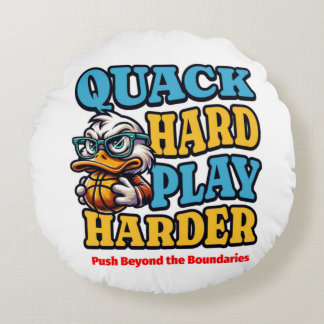 "Quack Hard, Play Harder Pillow Rund Kudde