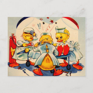 Quack läkare och quack Sjuksköterska anka Vykort