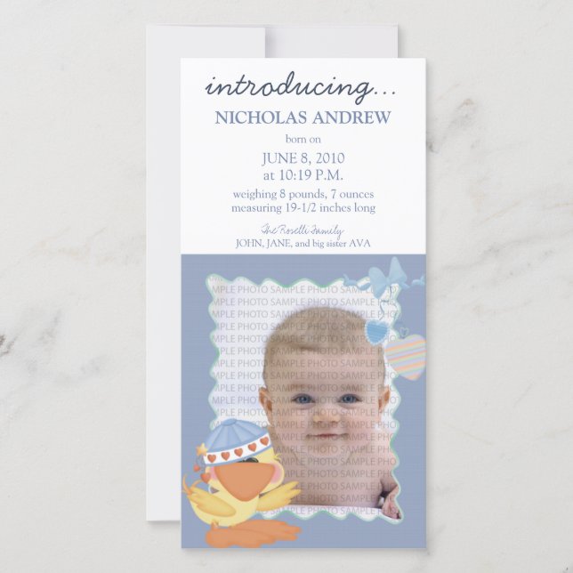 Quack Quack Baby födelsemeddelande: 01 Meddelande (Framsida)