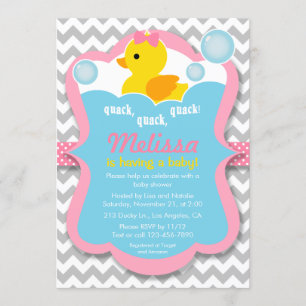 Quack Rubber Ducky Girl Baby Shower-inbjudan Inbjudningar