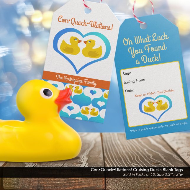 ・ Quack ・ Ulations! Cruising Ankor Blank Presentetikett (Personalized with your name Cruising Duck tags. Bulk order blank tags for all your cruises.)
