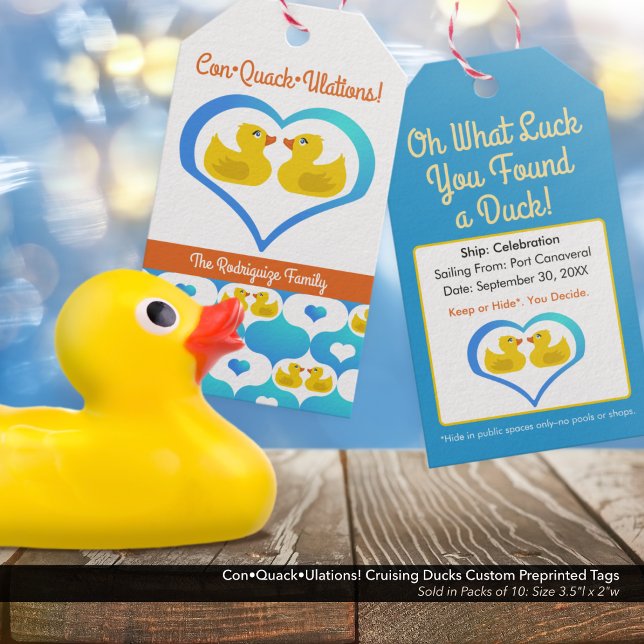 ・ Quack ・ Ulations! Förtryckt Ankor för marscherin Presentetikett (Oh What Luck You Found a Duck!–Cruise Ducks Pre-Printed Tags. Custom, with your name & cruise info.)
