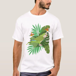 Quacker parrot with leaves t shirt