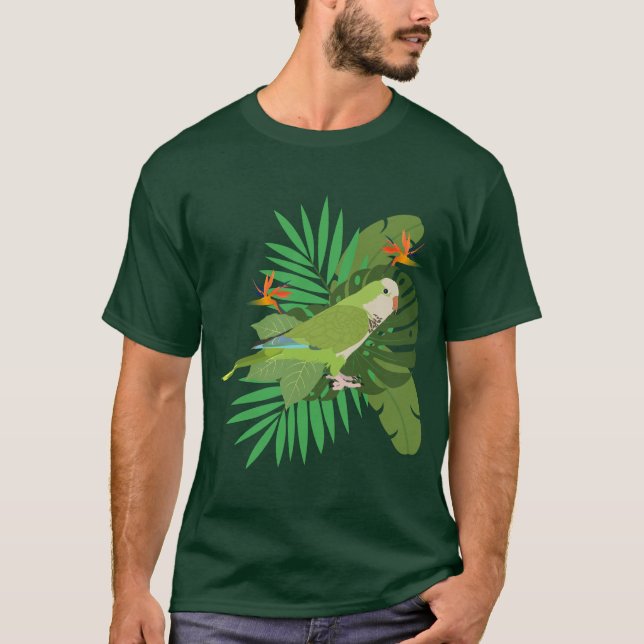 Quacker parrot with leaves t shirt (Framsida)