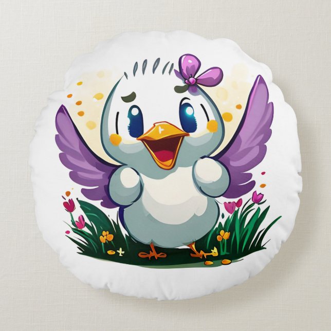 Quackin'Cute Rund Kudde (Framsidan)