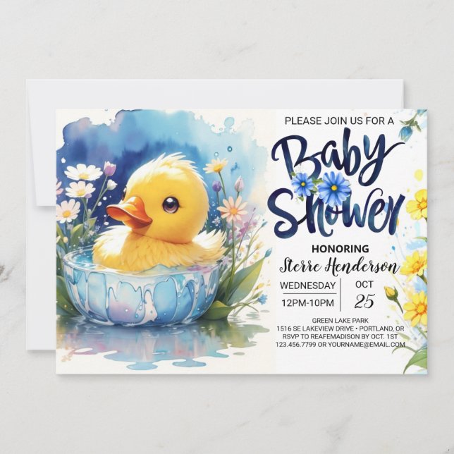 Quacking Anka Cute Baby Shower-inbjudan Inbjudningar (Framsida)