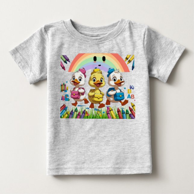 "Quacking into Kindergarten!" - Cute Anka bak till T Shirt (Framsida)
