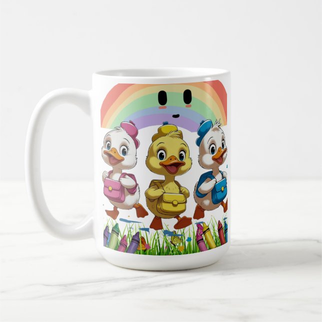 "Quacking into Kindergarten!" – Cute Duck Back-to- Kaffemugg (Vänster)