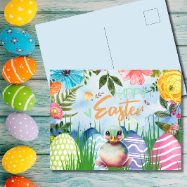Quacktastic Duckling Påsk med Flowers Helg Vykort