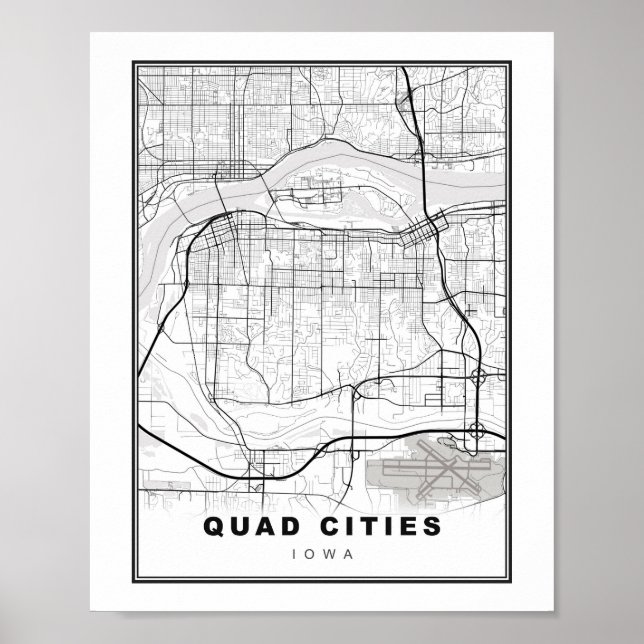 Quad Cities Karta Poster (Framsidan)