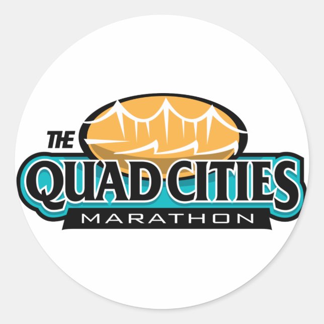 Quad Cities Marathon Runt Klistermärke (Framsida)