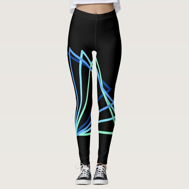 Quad triangle Aqua Leggings (Framsida)