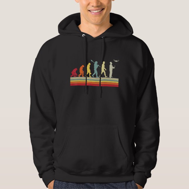 Quadcopter Human Evolution Vintage Pilot Hoodie (Framsida)