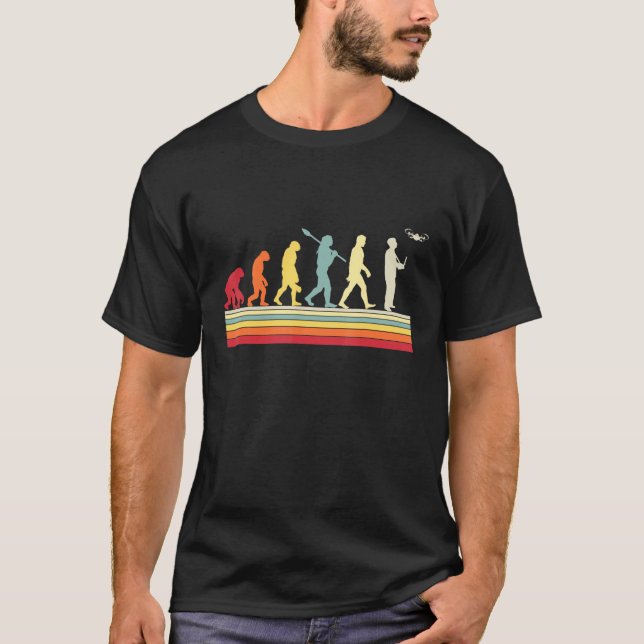 Quadcopter Human Evolution Vintage Pilot T Shirt (Framsida)