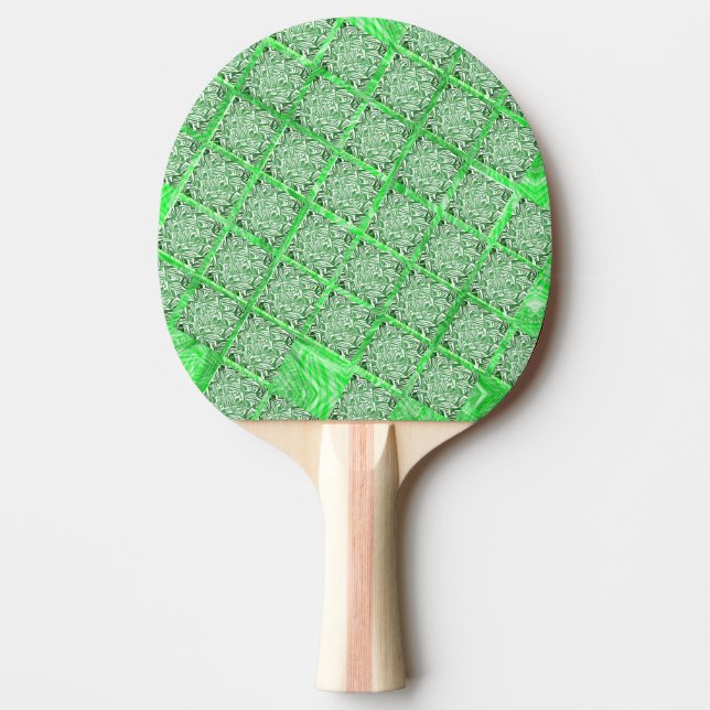 Quadradas, falska azulejo, fakes folhagens verdes. pingisracket (Framsidan)