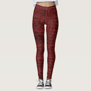 Quadrados pequenos vermelhos sobrepostos empapados leggings