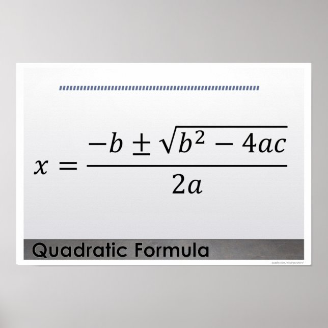 Quadratic Formel Math Poster (Framsidan)