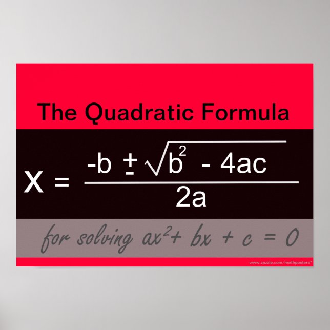 Quadratic Formel Math Poster (Framsidan)