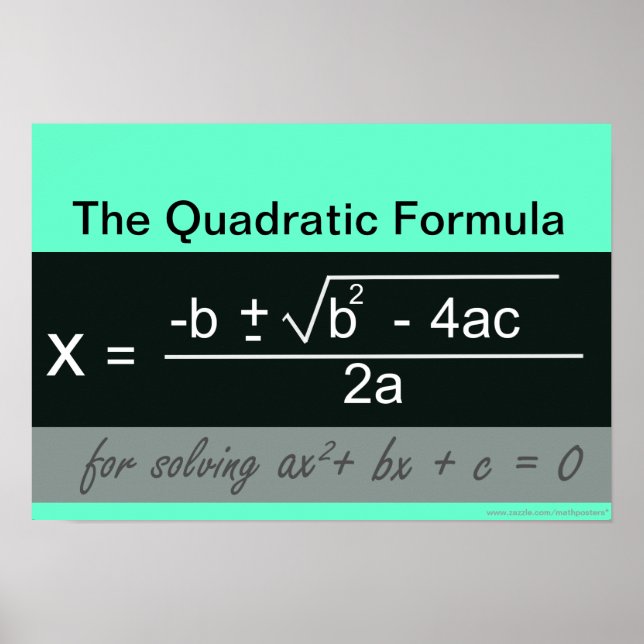 Quadratic Formel Math Poster (Framsidan)
