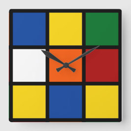 Quadratische Wanduhr mit kubistischem Muster Fyrkantig Klocka