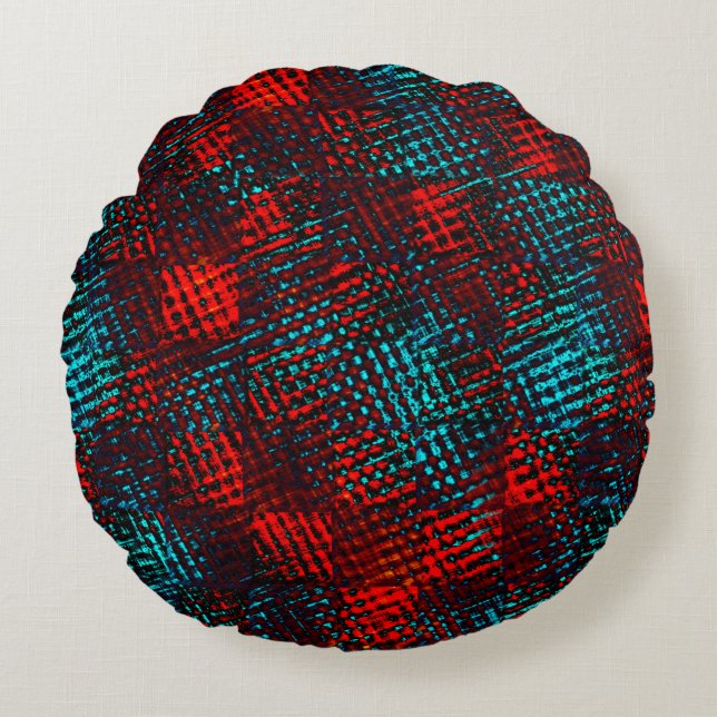 Quadriculados riscados de cor azul claro, vermelho rund kudde (Framsidan)