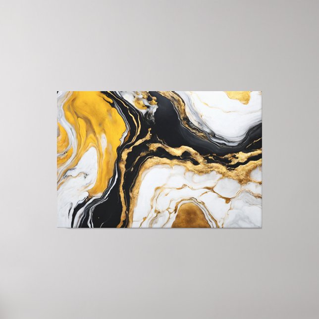 Quadro Abstrato amarelo, cinza e preto em Canvas (Framsida)