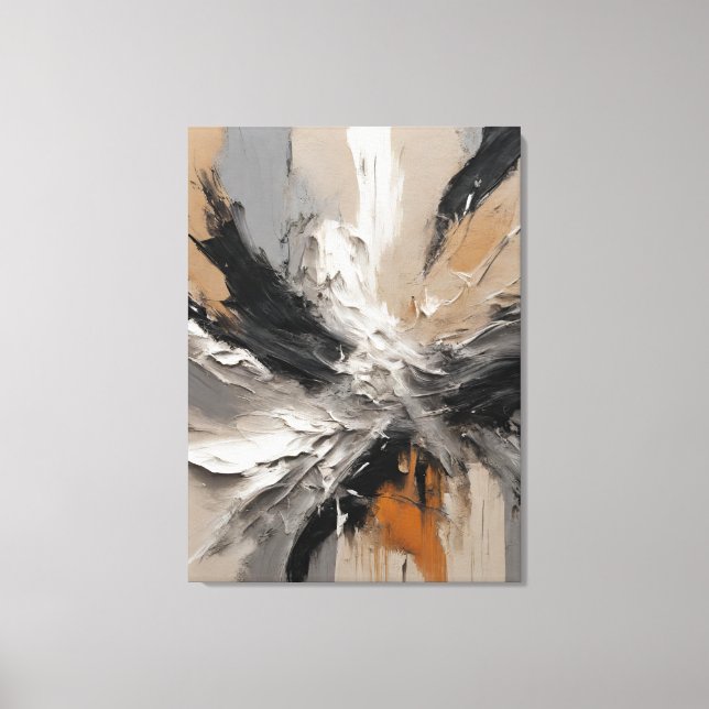 Quadro abstrato, bege, laranja, preto, cinza e bra canvastryck (Framsida)
