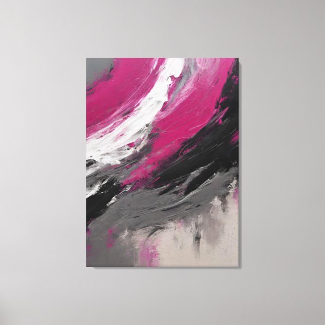Quadro abstrato, bege, magenta, preto, cinza e bra canvastryck (Framsida)
