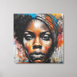 Quadro abstrato rosto de mulher negra canvastryck