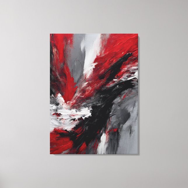 Quadro abstrato, vermelho, cinza, preto e branco canvastryck (Framsida)