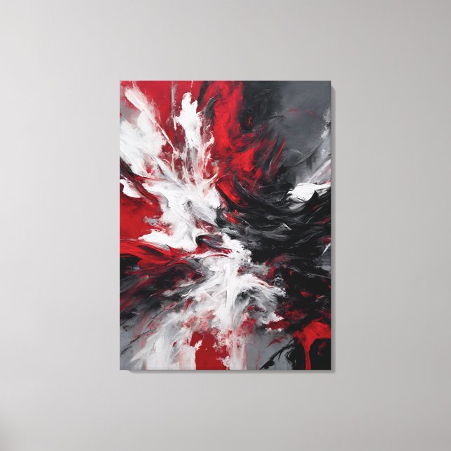 Quadro abstrato, vermelho, preto, cinza e branco canvastryck (Framsida)