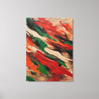 Quadro abstrato, vermelho, verde, bege e laranja canvastryck