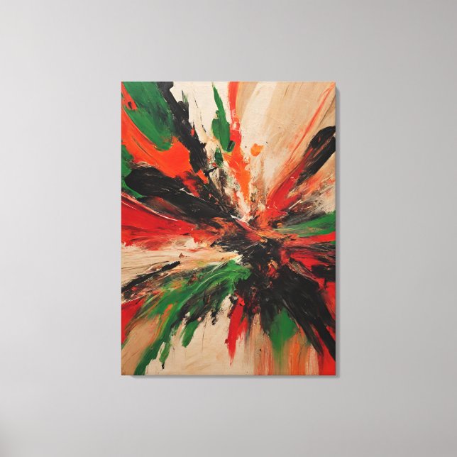 Quadro abstrato, vermelho, verde, bege e laranja canvastryck (Framsida)