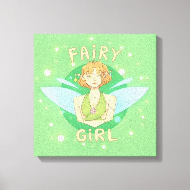 Quadro de fada com escrito "Fairy Girl" Canvastryck (Framsida)