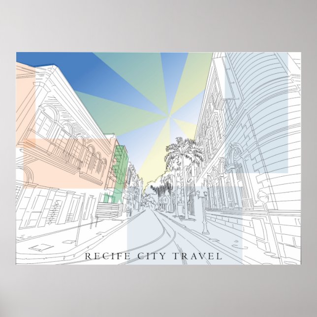 Quadro Série cidades, ilustração feita a mão Poster (Framsidan)