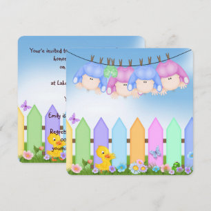 Quadruplet Baby Shower Inbjudningar