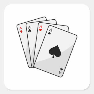 Quadruplets Ess Poker-kort på Poker Fyrkantigt Klistermärke