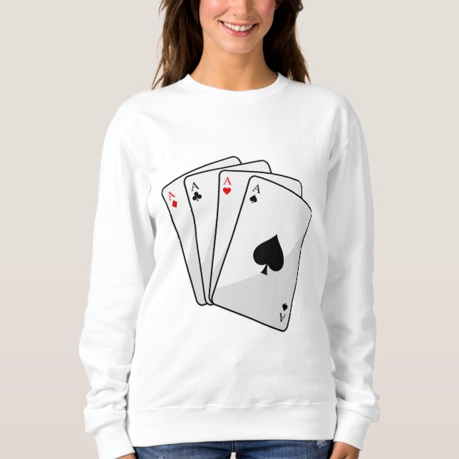 Quadruplets Ess Poker-kort på Poker T Shirt (Framsida)