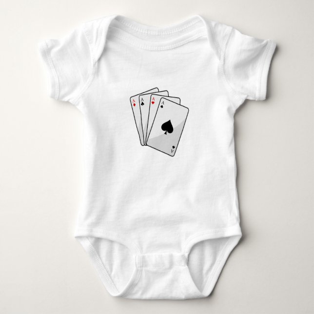 Quadruplets Ess Poker-kort på Poker T Shirt (Framsida)
