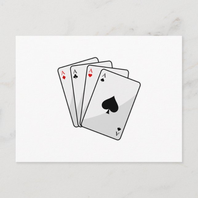 Quadruplets Ess Poker-kort på Poker Vykort (Framsida)